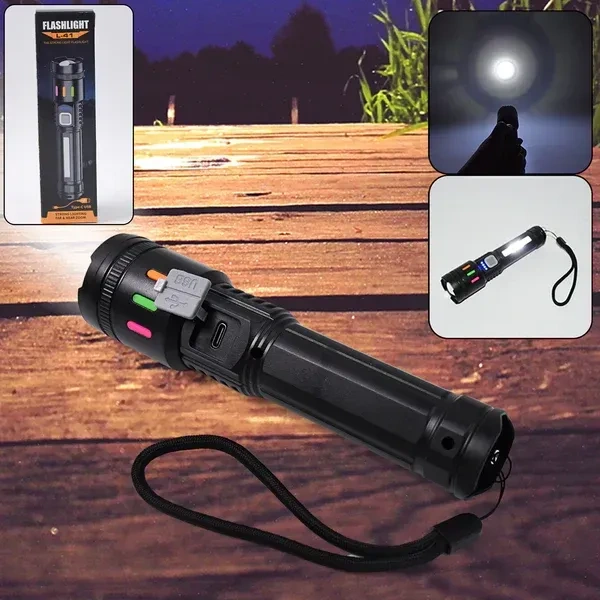 ZOOMABLE TORCH LIGHT, Led Torch High Lumens Fast Charging Flashlight / Torch with Far & Near Zoom (1 Pc)(2436)