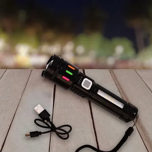 ZOOMABLE TORCH LIGHT, Led Torch High Lumens Fast Charging Flashlight / Torch with Far & Near Zoom (1 Pc)(2436)