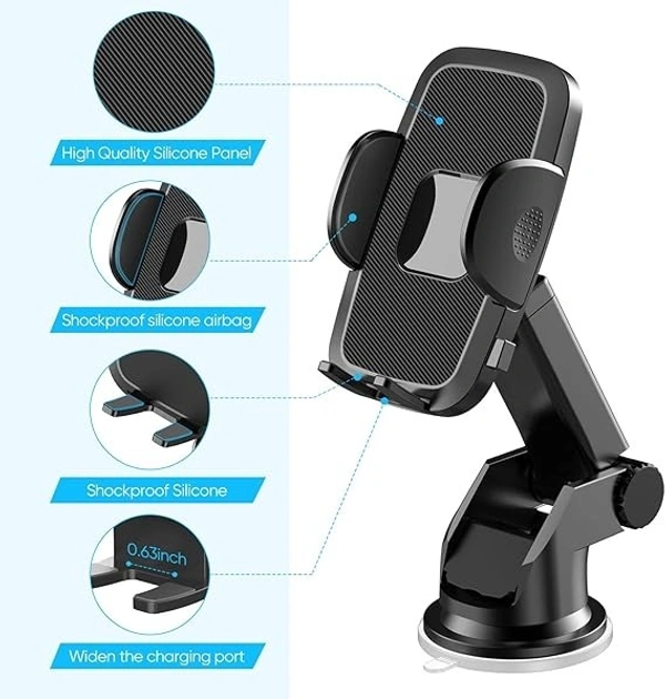 MOBILE CAR HOLDER 3463, Adjustable Car Mobile Holder | 360° Rotating Dashboard & Windshield Phone Mount | Universal Cradle for All Smartphones(2481)
