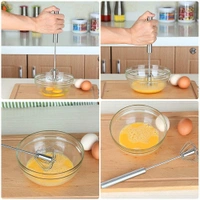 HAND PUSH ROTARY WISK - "Easy Egg Beater & Stainless Steel Mixer Tool" (1986)