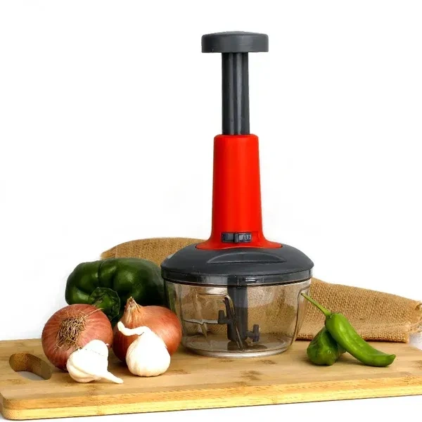500ML PUSH CHOPPER, Matte Finish Hand Press Chopper | 3-Blade Manual Vegetable & Fruit Cutter for Kitchen(2487)