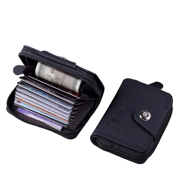 ZIPPER CARD WALLET, Men’s PU Leather Slim Wallet | Classic Durable Card Holder for Credit, Debit & Travel Use(2536)