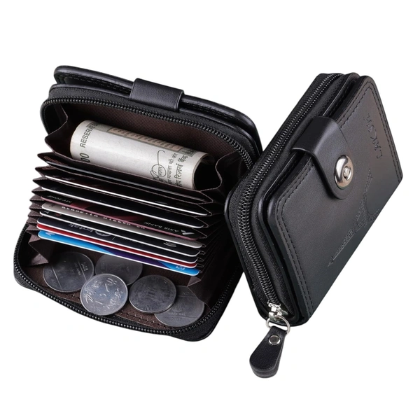 ZIPPER CARD WALLET, Men’s PU Leather Slim Wallet | Classic Durable Card Holder for Credit, Debit & Travel Use(2536)