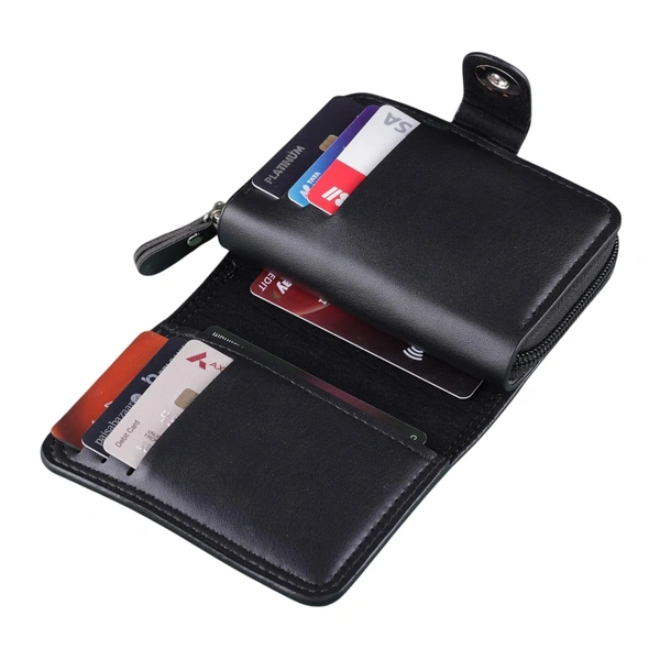 ZIPPER CARD WALLET, Men’s PU Leather Slim Wallet | Classic Durable Card Holder for Credit, Debit & Travel Use(2536)