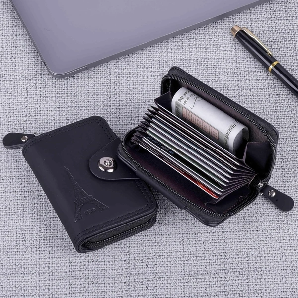 ZIPPER CARD WALLET, Men’s PU Leather Slim Wallet | Classic Durable Card Holder for Credit, Debit & Travel Use(2536)