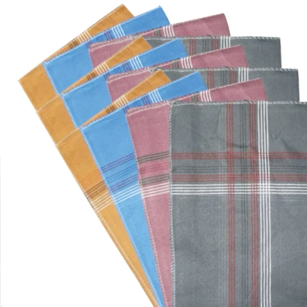 12PCS COLOUR HANKY, Men's King Size Formal Handkerchiefs for Office Use - Pack of 12 (2072)