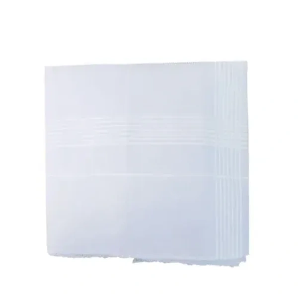 12PCS WHITE HANKY, Men's King Size Formal Handkerchiefs for Office Use - Pack of 12(2120) - White