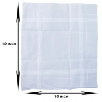 12PCS WHITE HANKY, Men's King Size Formal Handkerchiefs for Office Use - Pack of 12(2120) - White