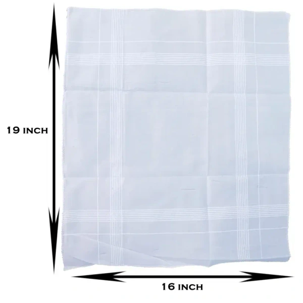 12PCS WHITE HANKY, Men's King Size Formal Handkerchiefs for Office Use - Pack of 12(2120) - White
