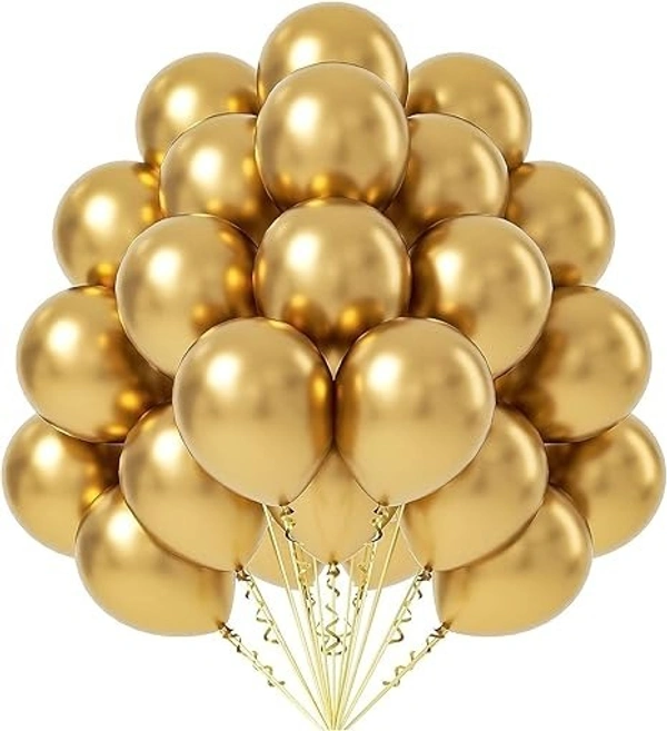 BIRTHDAY BALOONS, Metallic Color Shining Balloons For Birthday, Anniversary, Engagement, Baby Shower, Welcome Party & All Festivals  (800) - Golden, Pack of 20