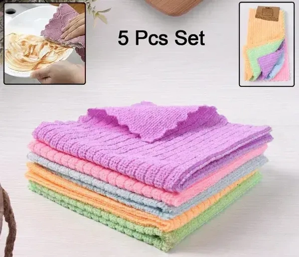 5PCS MICROFIBER CLEN. CLOTH, Microfiber Cleaning Pochha Super Absorbent Microfiber Cleaning Cloth  (2357)      - Pack of 5