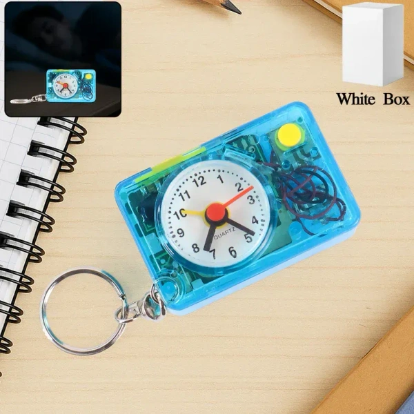 ALARM CLOCK KEYCHAIN, Mini Alarm Clock Keychain – 1PC Portable Quartz Analog Clock Key Ring(2384)