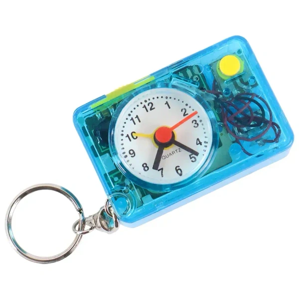 ALARM CLOCK KEYCHAIN, Mini Alarm Clock Keychain – 1PC Portable Quartz Analog Clock Key Ring(2384)