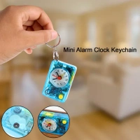 ALARM CLOCK KEYCHAIN, Mini Alarm Clock Keychain – 1PC Portable Quartz Analog Clock Key Ring(2384)
