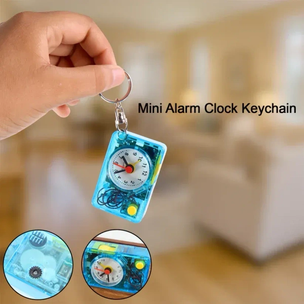 ALARM CLOCK KEYCHAIN, Mini Alarm Clock Keychain – 1PC Portable Quartz Analog Clock Key Ring(2384)