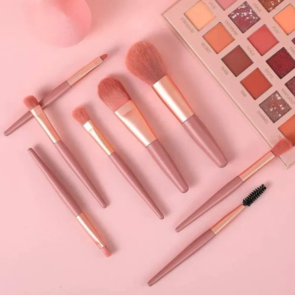 8PCS MAKEUP BRUSH SET, 8-Piece Mini Makeup Brush Kit – Portable Premium Synthetic Set with Case (Mix Colors)(2018) - Pack of 8