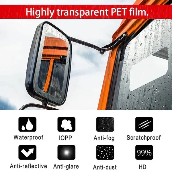 RAINPROOF FILM 20*18 CM 2PCS, Premium Anti-Fog Rear-View Mirror Protection Film (2 Pcs, 20×18 CM) – Waterproof, Anti-Glare & Scratch-Resistant Car Mirror Shield with Full Installation Kit(2753)