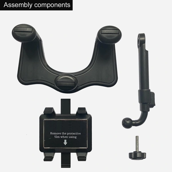 ADJ. REAR VIEW STAND, 360° Rotating Car Mobile Holder | DriveEase Rearview Mirror Mount Phone Stand | Anti-Shake, Adjustable Cradle for Windshield & Dashboard Use(2480)