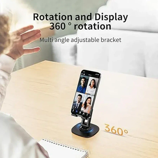 FOLDABLE MOBILE STAND, Foldable & 360° Rotatable Mobile Stand  (2204) - Black