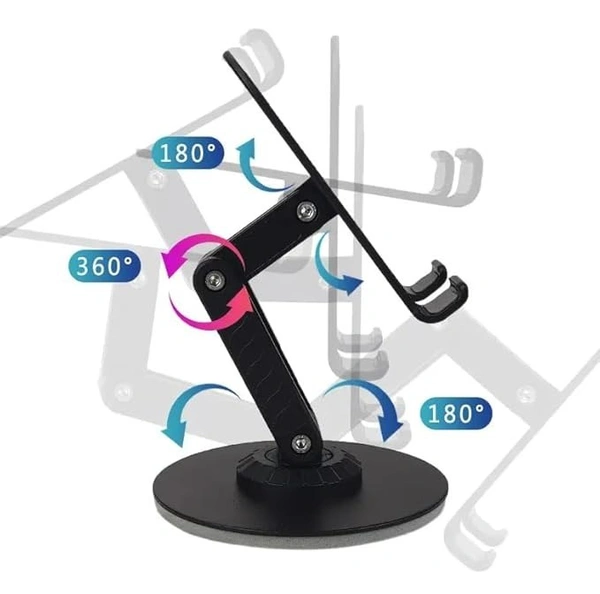 FOLDABLE MOBILE STAND, Foldable & 360° Rotatable Mobile Stand  (2204) - Black
