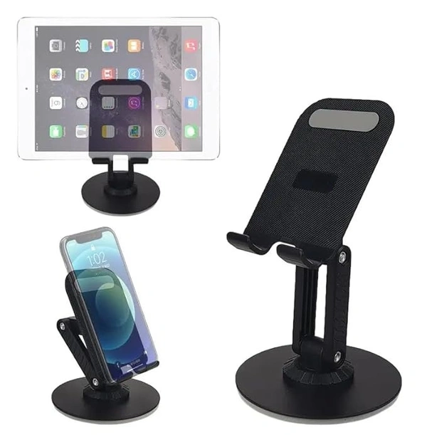 FOLDABLE MOBILE STAND, Foldable & 360° Rotatable Mobile Stand  (2204) - Black