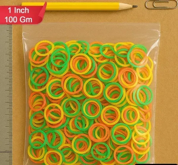 1 INCH NYLON RUBBER 100G, RUBBER BAND FOR OFFICE/HOME AND KITCHEN ACCESSORIES ITEM PRODUCTS, ELASTIC RUBBER BANDS, FLEXIBLE REUSABLE NYLON ELASTIC UNBREAKABLE, FOR STATIONERY, SCHOOL MULTICOLOR(2375)