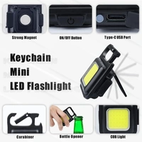 METAL KEYCHAIN LIGHT, Multifunction LED Keychain Light with Bottle Opener – 800 Lumens Rechargeable Mini Flashlight with Magnetic Base & Folding Stand | Emergency Metal Keychain Torch (1 Pc)(834)