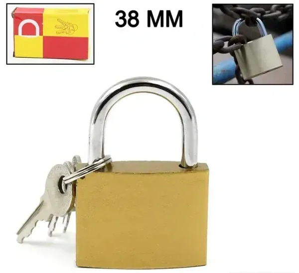 38MM SOLID LOCK, Multipurpose Solid Door Lock 38mm with 3 Keys | Heavy-Duty Padlock for Home, Office, Shutter & Luggage Security(2468)