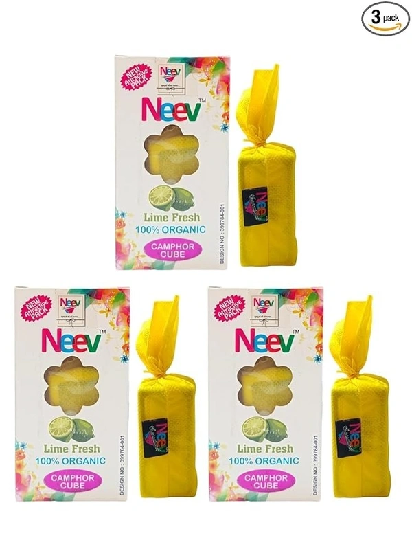 KAPOOR CONE Cube, Neev 100% Organic Lime Camphor Cube – 55g Box Air Freshener for Room, Car & Pooja Use(1198)