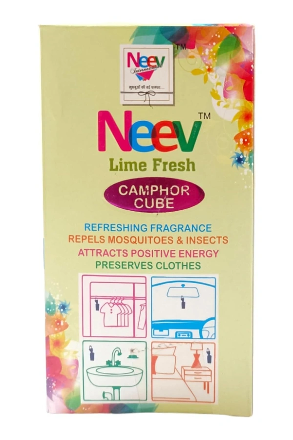 KAPOOR CONE Cube, Neev 100% Organic Lime Camphor Cube – 55g Box Air Freshener for Room, Car & Pooja Use(1198)