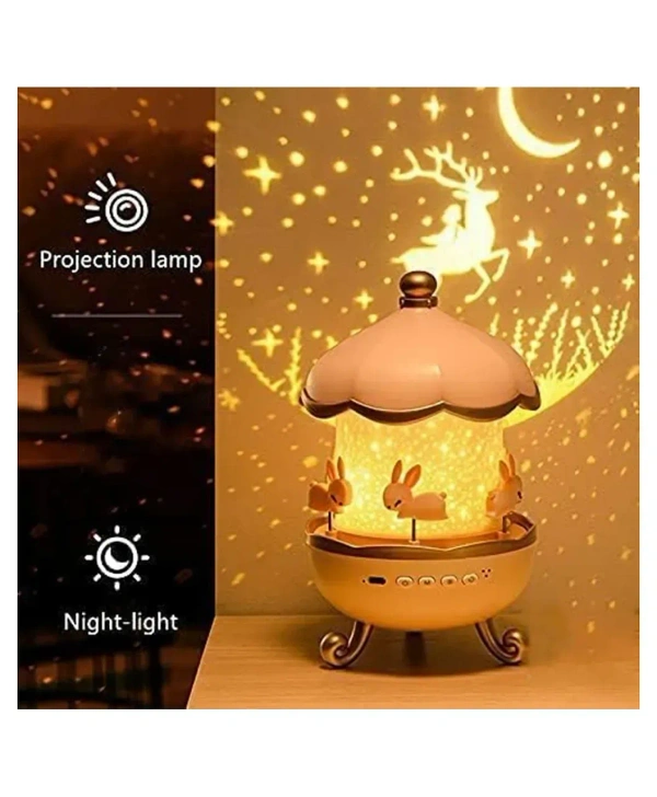 BUNNY LIGHT PROJECTOR, Bunny Night Light Cabin Projector Lamp | 360° Rotatable LED Night Lamp for Kids Room Decor | 6 Film Shade Star Projector | USB Powered Cute Night Light for Girls & Boys Birthday Gift(2653)