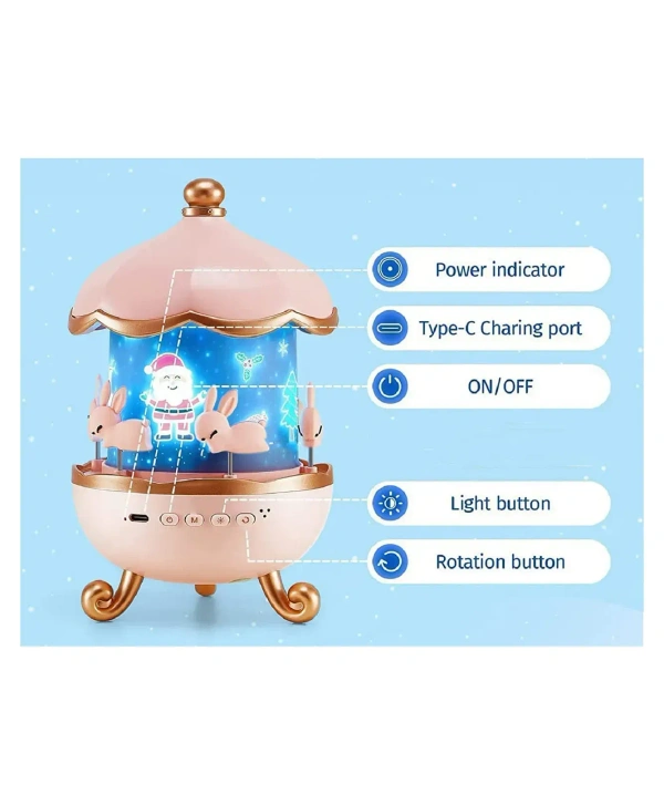 BUNNY LIGHT PROJECTOR, Bunny Night Light Cabin Projector Lamp | 360° Rotatable LED Night Lamp for Kids Room Decor | 6 Film Shade Star Projector | USB Powered Cute Night Light for Girls & Boys Birthday Gift(2653)