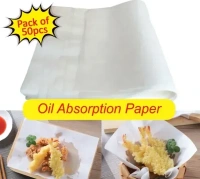50PCS OIL ABSORBING PAPER, Oil Absorbing Sheets Cooking Paper,  Grease-Reducing Cooking Paper for Healthy Frying (2231) - White, Pack of 50