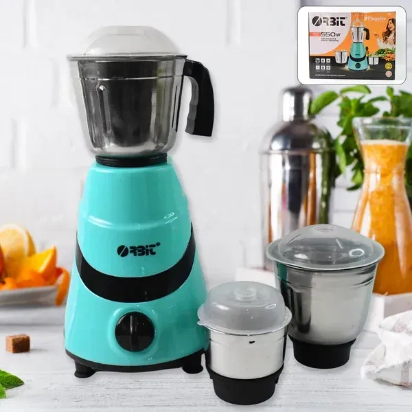 550W MIXER GRINDER, Orbit 550W Mixer Grinder with 3 Stainless Steel Jars – Powerful & Efficient Kitchen Appliance(2611)