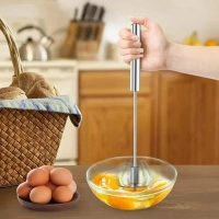 HAND PUSH ROTARY WISK - "Easy Egg Beater & Stainless Steel Mixer Tool" (1986)