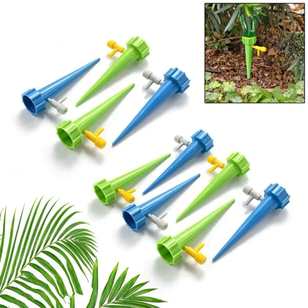 10PCS WATER IRIGATION Plant Watering Spikes self Watering Spikes Water dripper for Plants, Adjustable Plant Watering Devices with Slow Release Control Valve Switch (1837)
