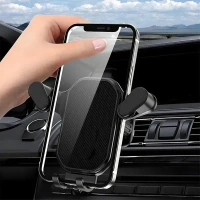 CAR VENT MOBILE STAND, Plastic Car Mobile Holder for AC Air Vent – Auto-Locking Phone Mount with Anti-Slip Grip | Adjustable Cradle for Smartphones, Navigation & Hands-Free Driving (Black, 1 Pc)(2695)