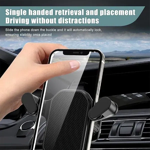 CAR VENT MOBILE STAND, Plastic Car Mobile Holder for AC Air Vent – Auto-Locking Phone Mount with Anti-Slip Grip | Adjustable Cradle for Smartphones, Navigation & Hands-Free Driving (Black, 1 Pc)(2695)