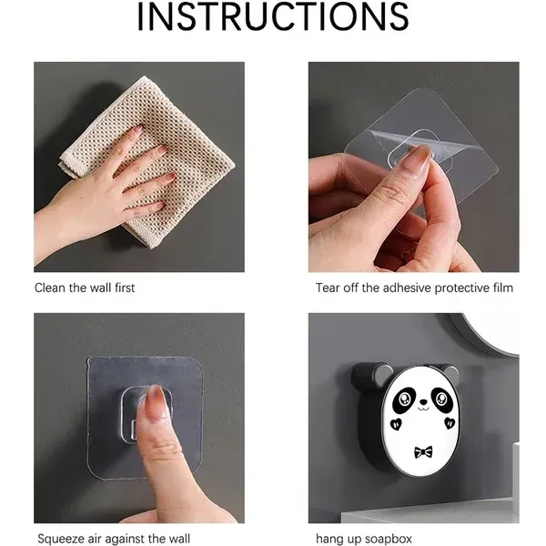 PANDA SOAP BOX, Plastic Cute Panda Soap Box – Wall Mounted Flip-Top Drain Soap Case | No Drilling, Waterproof Bathroom Storage Box for Soap, Towels & More    (2360)     