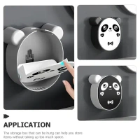 PANDA SOAP BOX, Plastic Cute Panda Soap Box – Wall Mounted Flip-Top Drain Soap Case | No Drilling, Waterproof Bathroom Storage Box for Soap, Towels & More    (2360)     