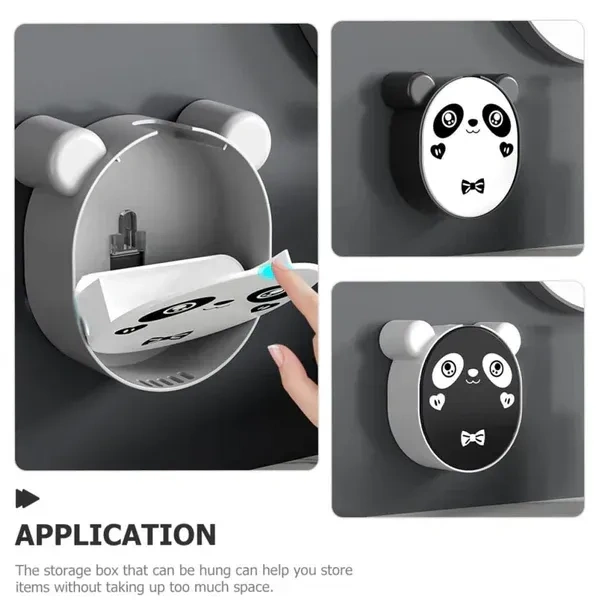 PANDA SOAP BOX, Plastic Cute Panda Soap Box – Wall Mounted Flip-Top Drain Soap Case | No Drilling, Waterproof Bathroom Storage Box for Soap, Towels & More    (2360)     