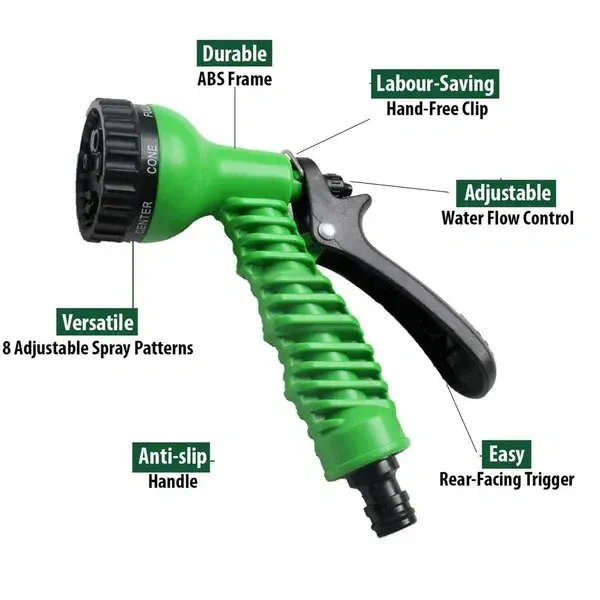 HOSE NOZZLE ROUND SPREY GUN, Plastic Garden Hose Nozzle Water Spray Gun with Tap Connector Set | Adjustable Watering Tool for Car Wash & Garden(181)