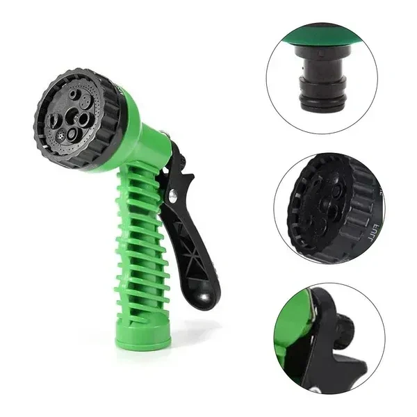 HOSE NOZZLE ROUND SPREY GUN, Plastic Garden Hose Nozzle Water Spray Gun with Tap Connector Set | Adjustable Watering Tool for Car Wash & Garden(181)