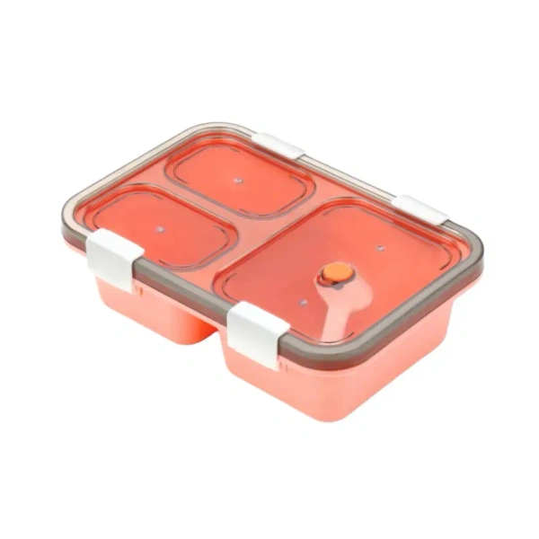 LUNCH BOX WITH SPOON, Plastic Lunch Box for Kids, Lunch Box for Kids 3 Compartment Insulated Lunch Box Tiffin Box for Boys, Girls, School & Office(2403)