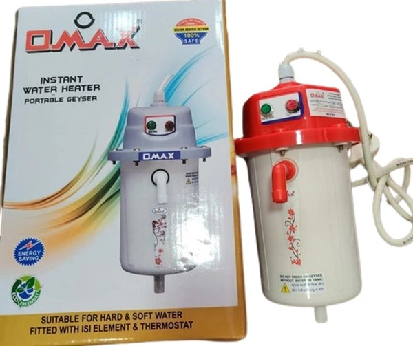 OMAX Instant Water Geyser | 1 Litre Portable Electric Water Heater for Kitchen & Bathroom | Mini Instant Geyser with Energy-Saving Features(2554)