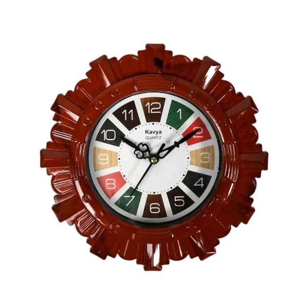 WALL CLOCK 25*25 CM, Wooden Look Round Wall Clock - Battery Operated, Easy-to-Read, Plastic Design for Home/Office(2104)