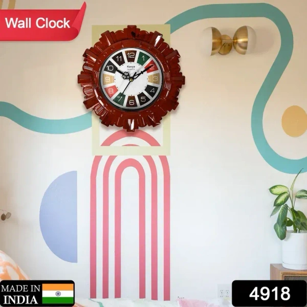 WALL CLOCK 25*25 CM, Wooden Look Round Wall Clock - Battery Operated, Easy-to-Read, Plastic Design for Home/Office(2104)