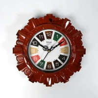 WALL CLOCK 25*25 CM, Wooden Look Round Wall Clock - Battery Operated, Easy-to-Read, Plastic Design for Home/Office(2104)