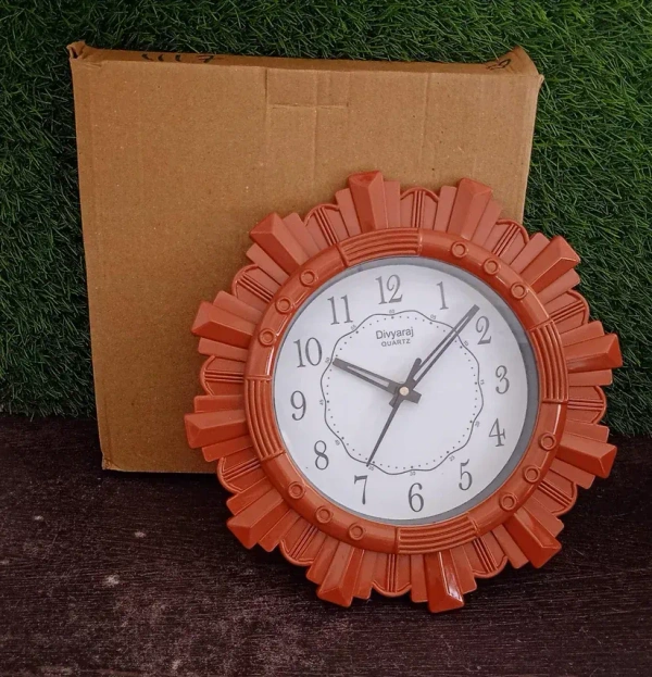 WALL CLOCK 25*25 CM, Wooden Look Round Wall Clock - Battery Operated, Easy-to-Read, Plastic Design for Home/Office(2104)