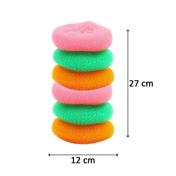 6PCS NYLON SCRUBBER,Plastic Scrubber Round Nylon Scrubbers (Pack of 6)(2128)